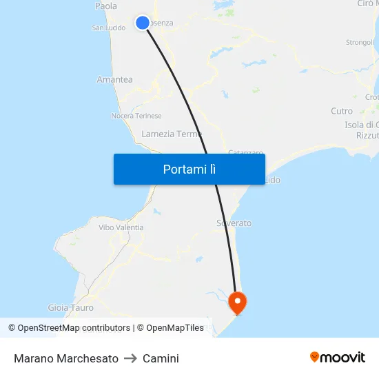 Marano Marchesato to Camini map