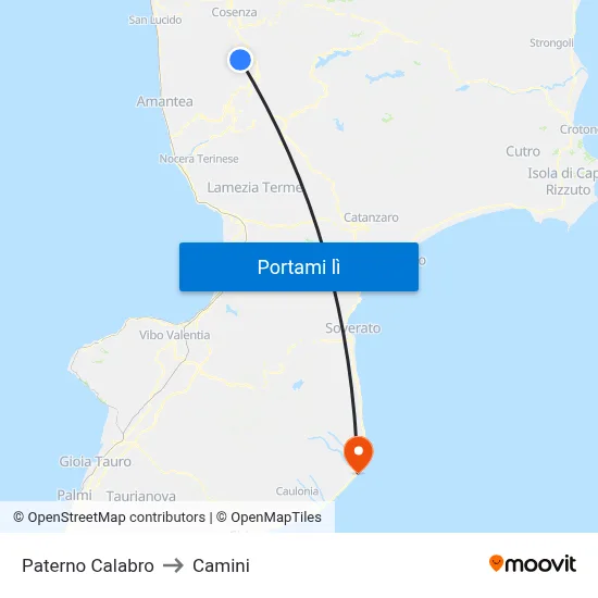 Paterno Calabro to Camini map