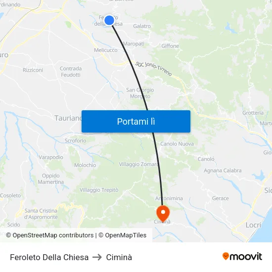Feroleto Della Chiesa to Ciminà map