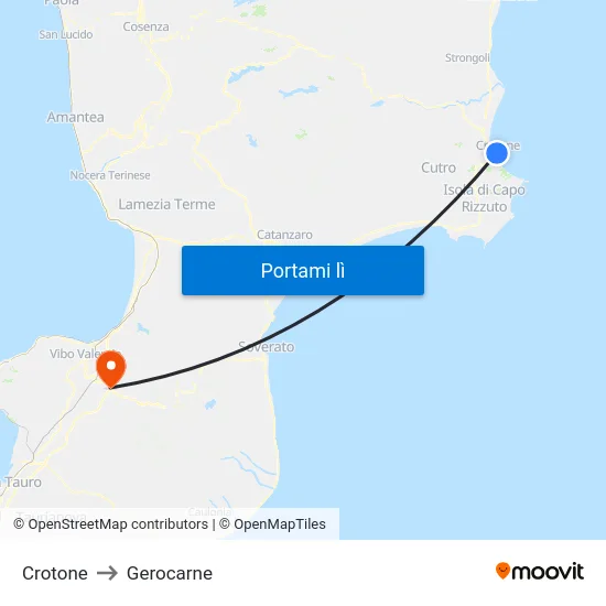 Crotone to Gerocarne map