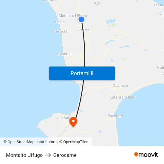 Montalto Uffugo to Gerocarne map