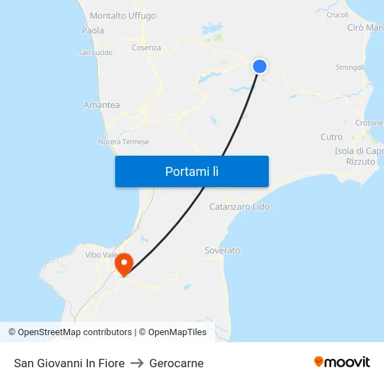 San Giovanni In Fiore to Gerocarne map