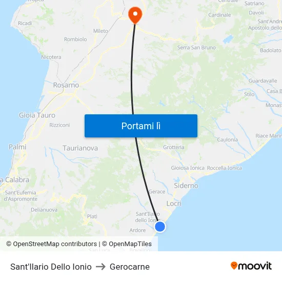 Sant'Ilario Dello Ionio to Gerocarne map