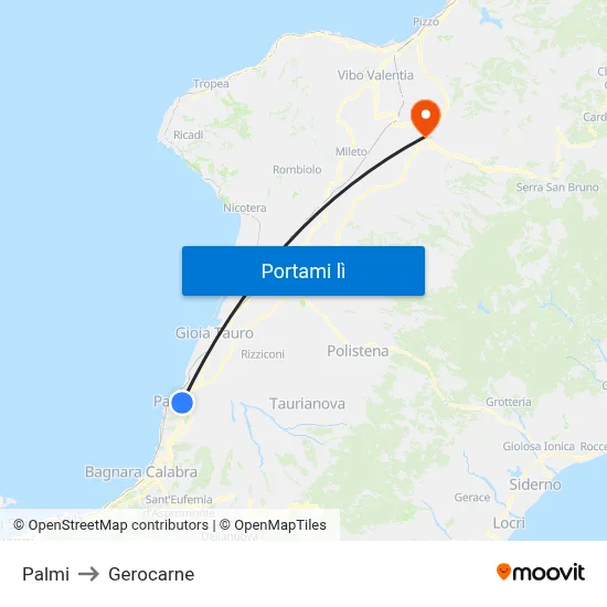 Palmi to Gerocarne map