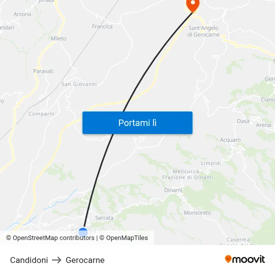 Candidoni to Gerocarne map