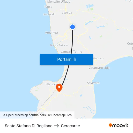 Santo Stefano Di Rogliano to Gerocarne map