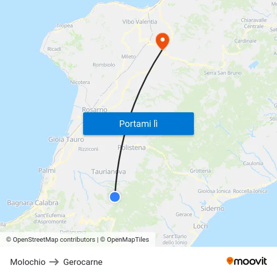 Molochio to Gerocarne map