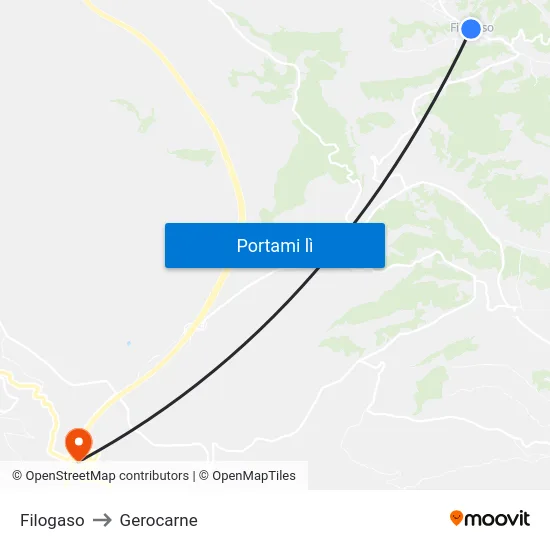 Filogaso to Gerocarne map