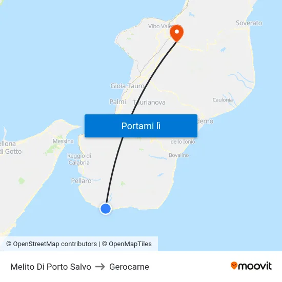 Melito Di Porto Salvo to Gerocarne map