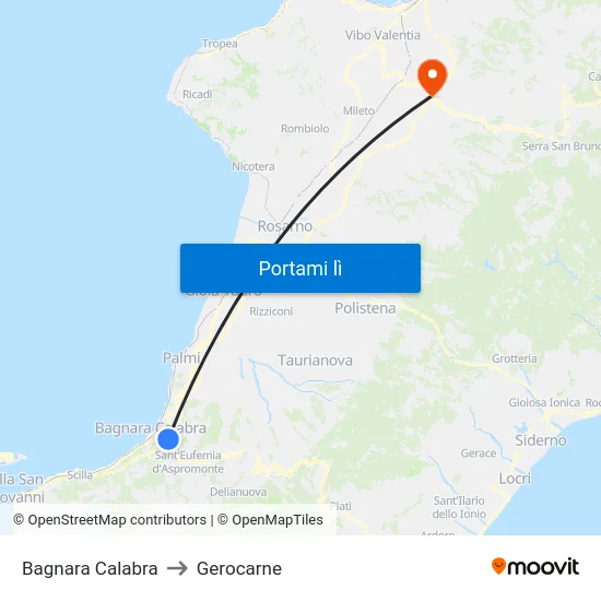 Bagnara Calabra to Gerocarne map