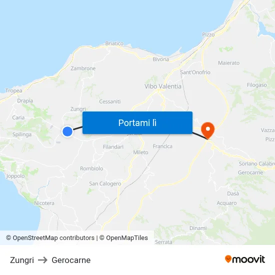Zungri to Gerocarne map
