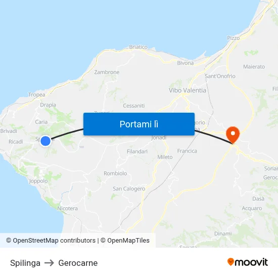 Spilinga to Gerocarne map