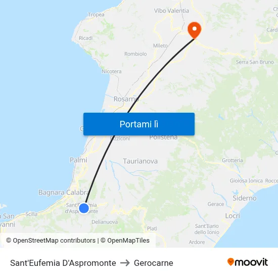 Sant'Eufemia D'Aspromonte to Gerocarne map