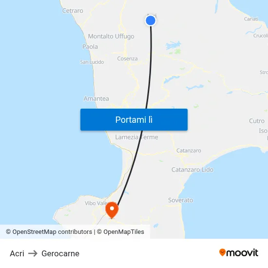 Acri to Gerocarne map