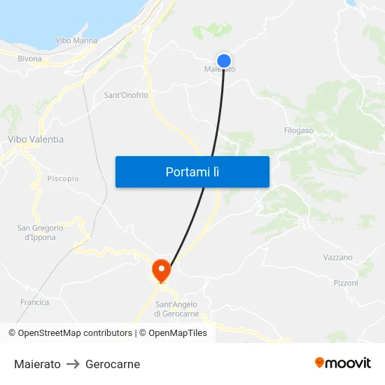 Maierato to Gerocarne map