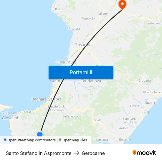 Santo Stefano In Aspromonte to Gerocarne map
