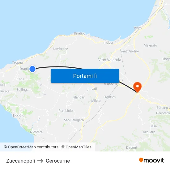 Zaccanopoli to Gerocarne map