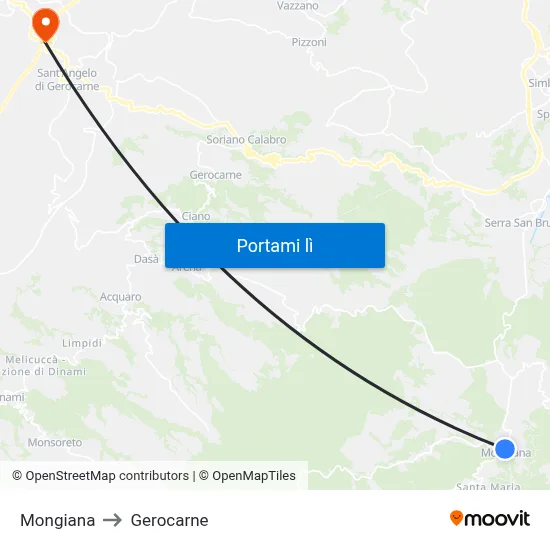 Mongiana to Gerocarne map