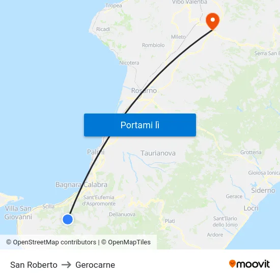 San Roberto to Gerocarne map