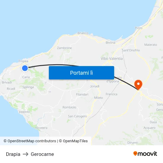 Drapia to Gerocarne map