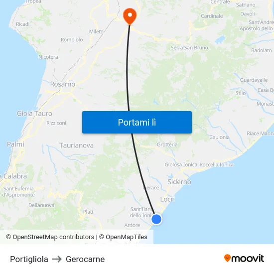 Portigliola to Gerocarne map