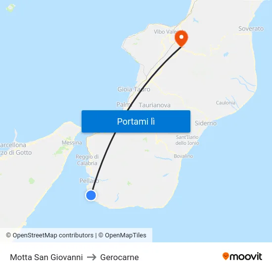 Motta San Giovanni to Gerocarne map