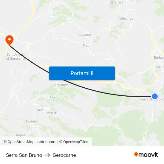 Serra San Bruno to Gerocarne map