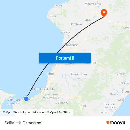 Scilla to Gerocarne map