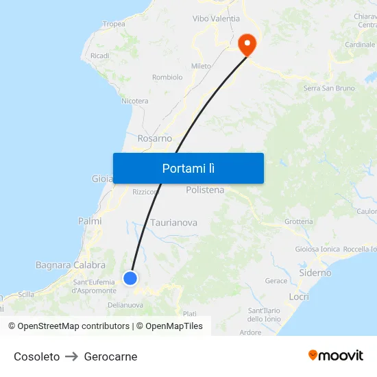 Cosoleto to Gerocarne map