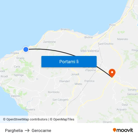 Parghelia to Gerocarne map