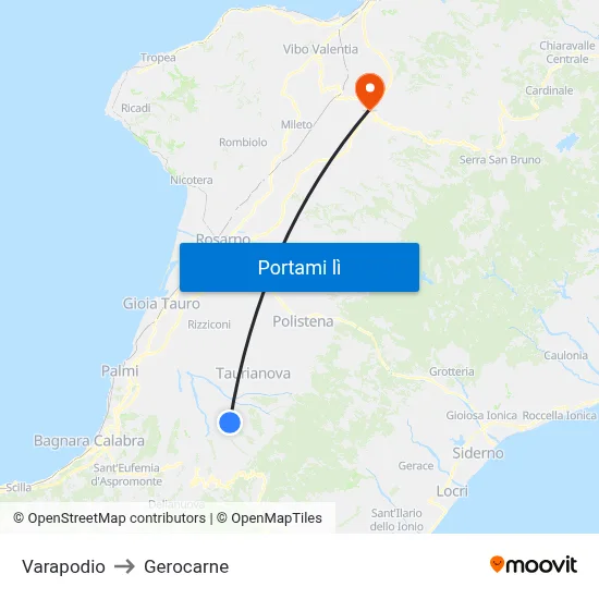 Varapodio to Gerocarne map