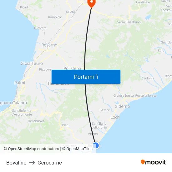 Bovalino to Gerocarne map