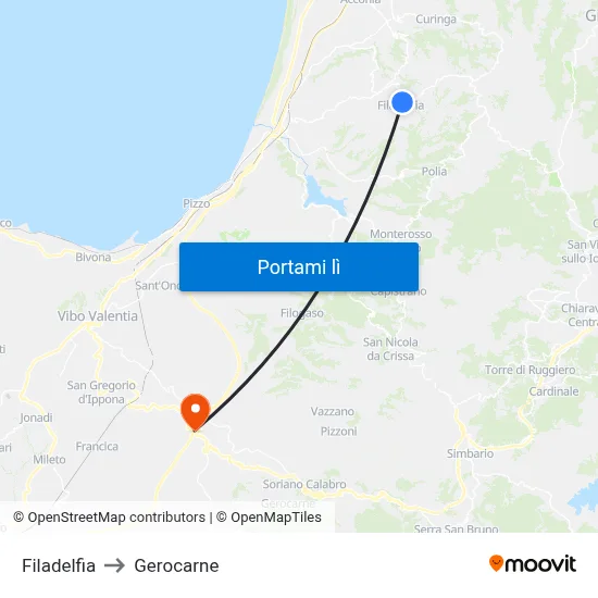 Filadelfia to Gerocarne map