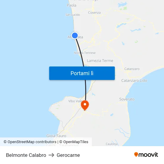 Belmonte Calabro to Gerocarne map