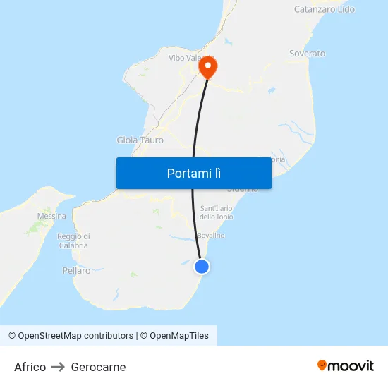 Africo to Gerocarne map