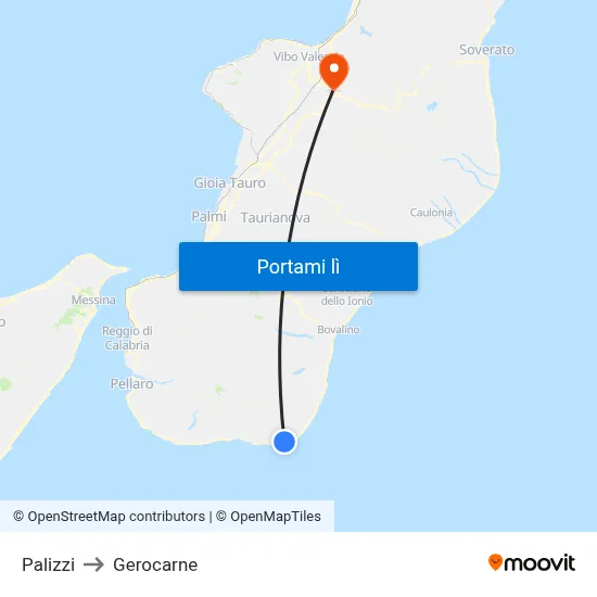 Palizzi to Gerocarne map