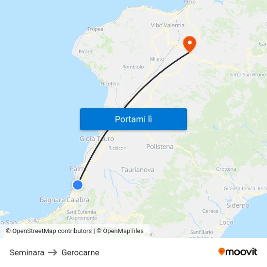 Seminara to Gerocarne map