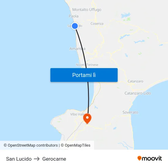 San Lucido to Gerocarne map