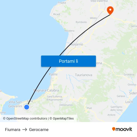 Fiumara to Gerocarne map