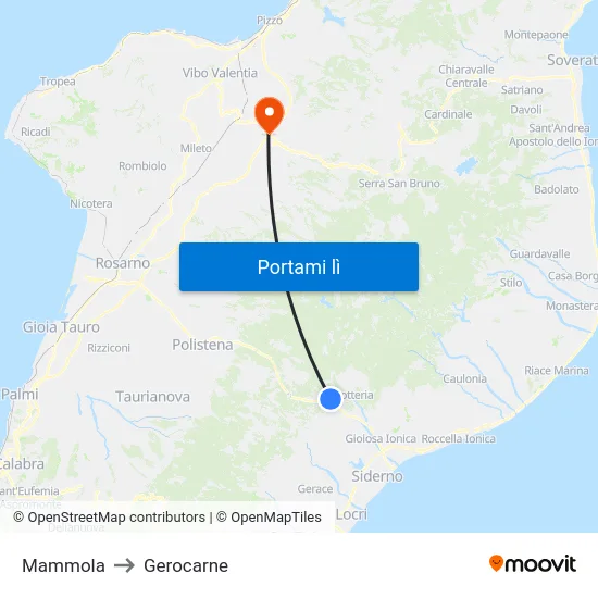 Mammola to Gerocarne map