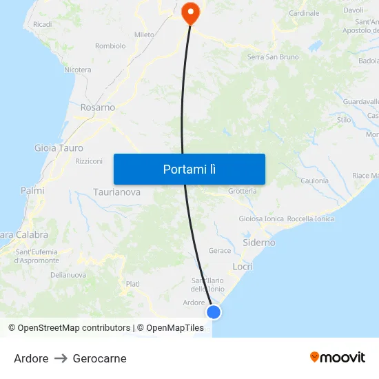 Ardore to Gerocarne map