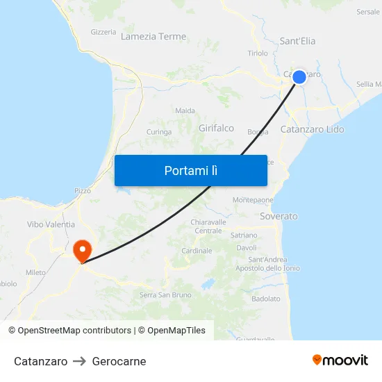 Catanzaro to Gerocarne map