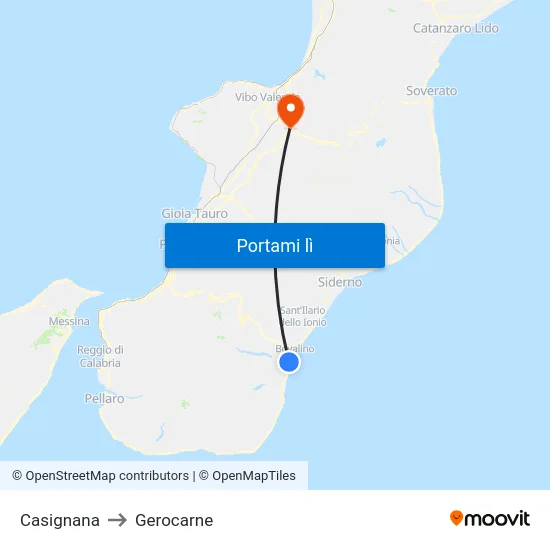 Casignana to Gerocarne map