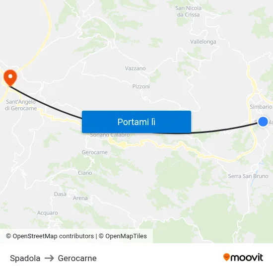 Spadola to Gerocarne map