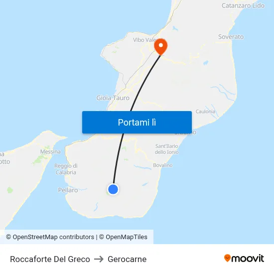 Roccaforte Del Greco to Gerocarne map