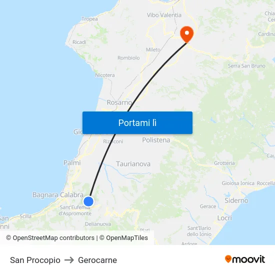 San Procopio to Gerocarne map