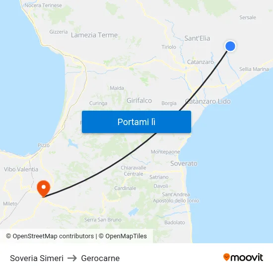 Soveria Simeri to Gerocarne map