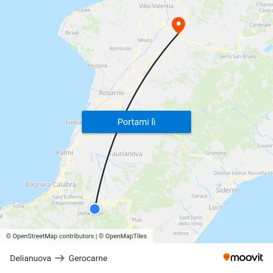 Delianuova to Gerocarne map