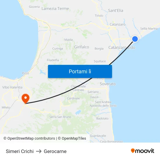 Simeri Crichi to Gerocarne map