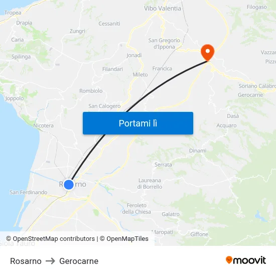 Rosarno to Gerocarne map
